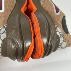 Gucci Brown GG Supreme Multi Rhyton Monogram Sneaker Size 11.5