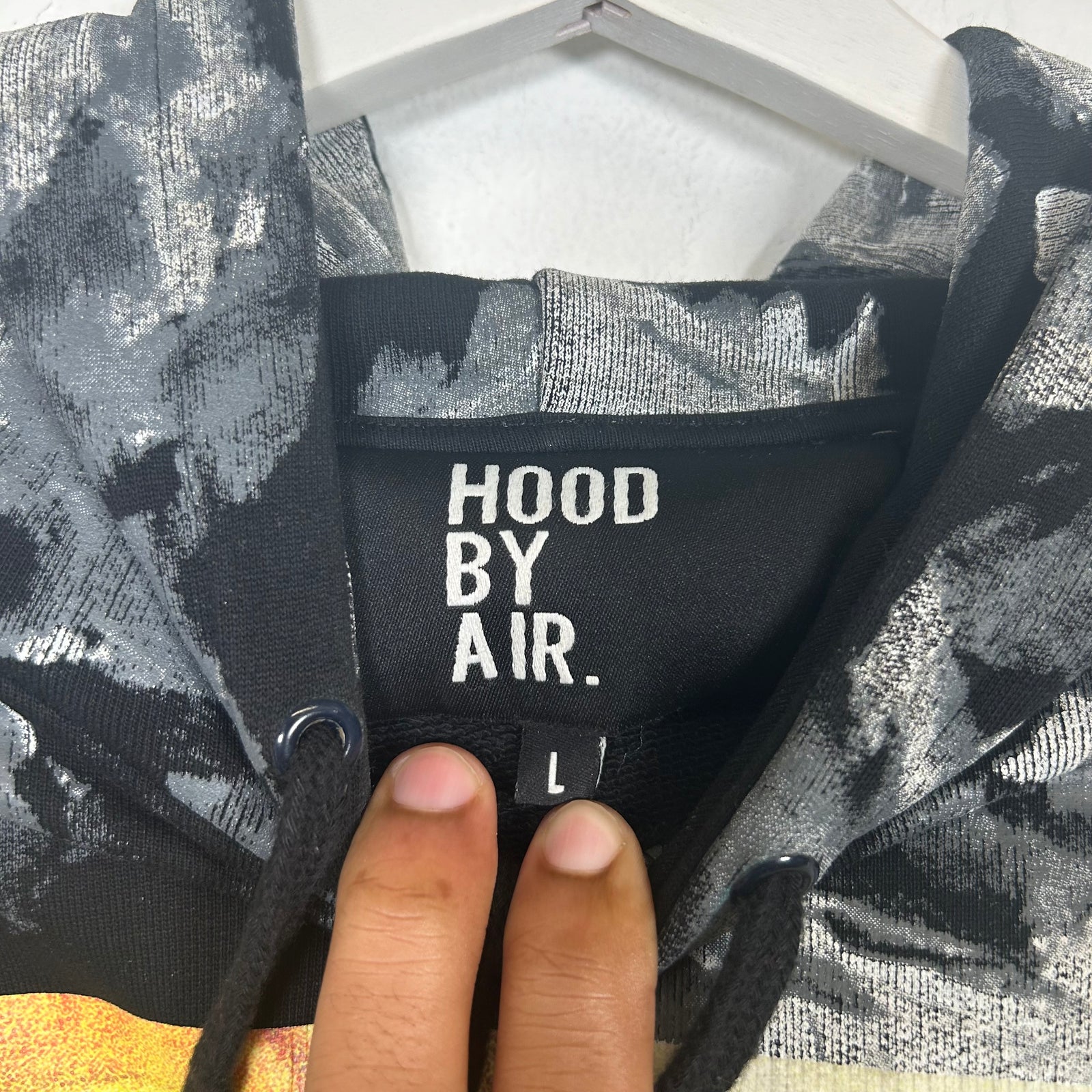 HBA Overprinted Flaming Bulldozer Hoodie Size L
