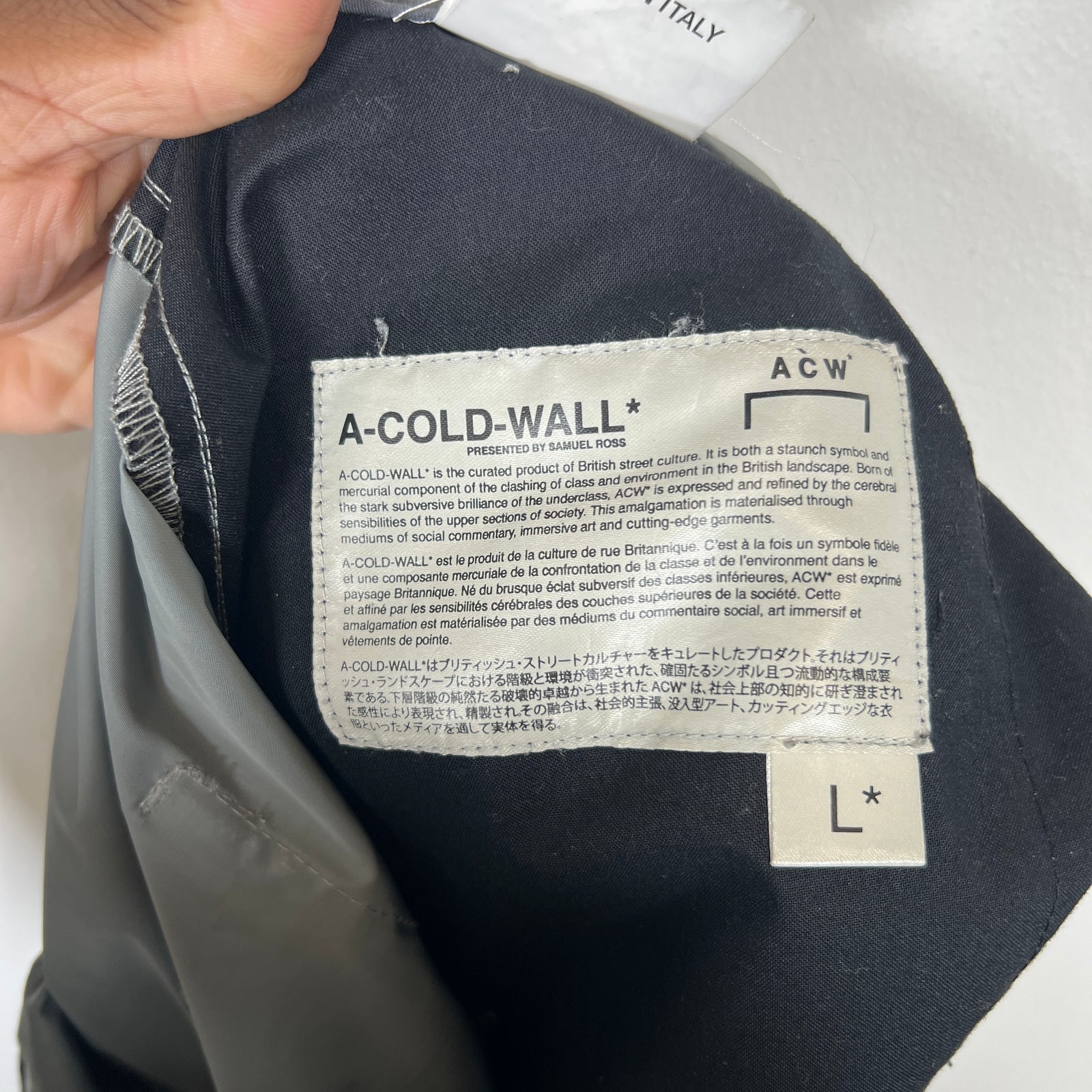 A-Cold-Wall Grey Multi Pocket Cargo Pants Size L