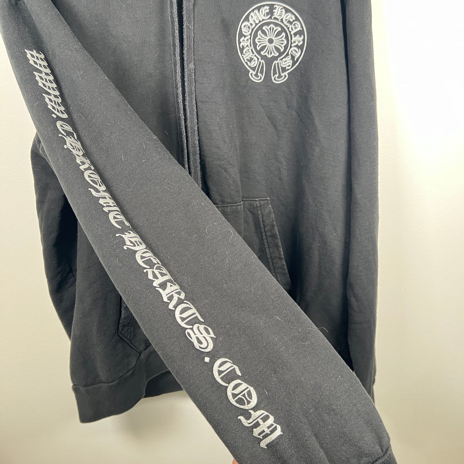 Chrome Hearts Black Glitter Horseshoe Hoodie Size L