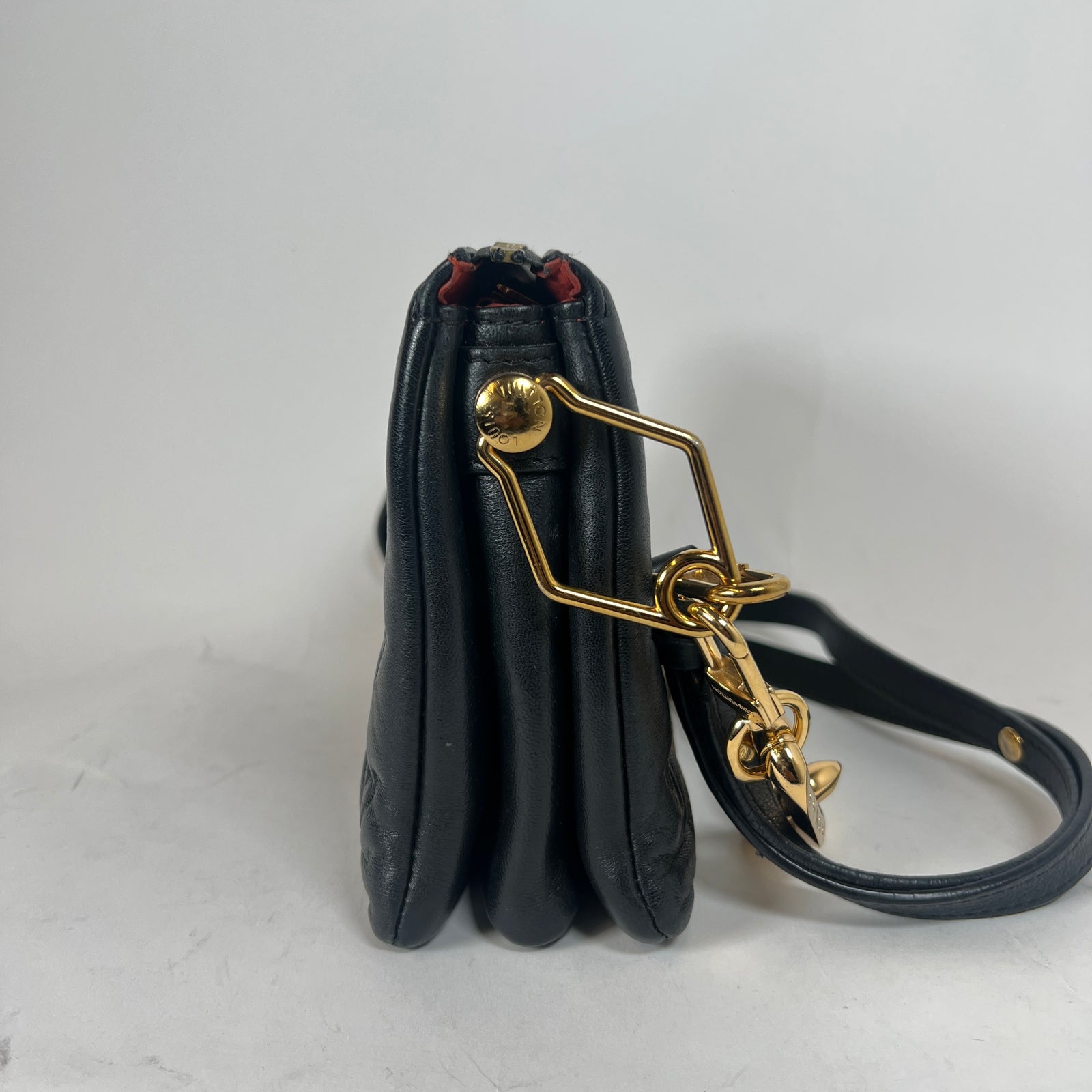 Louis Vuitton Black Lambskin Embossed Coussin BB Bag