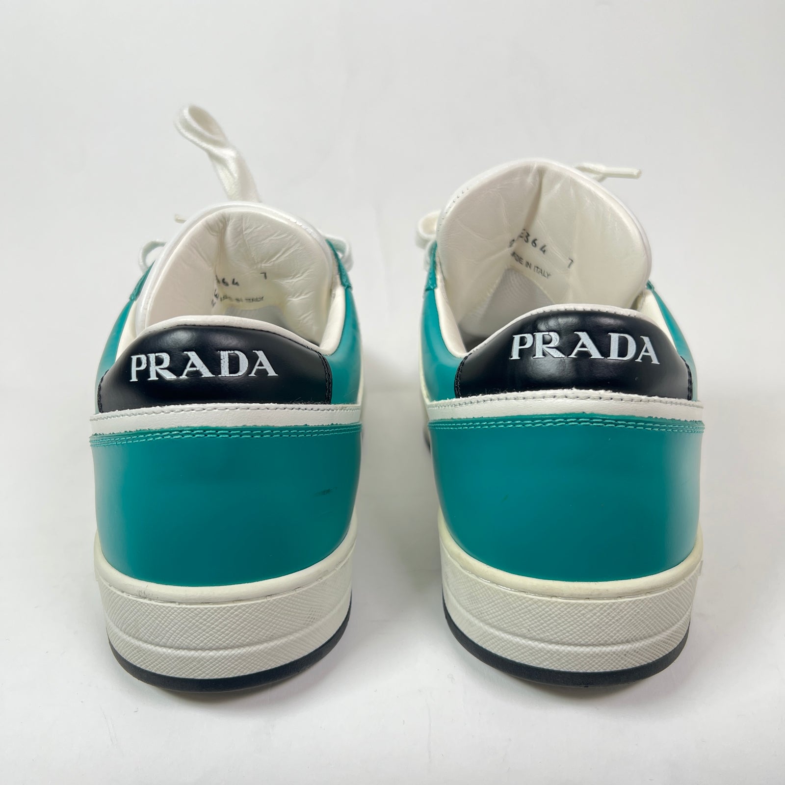 Prada Teal Downtown Leather Sneaker Size 8