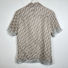 Dior Tan Oblique Silk Button Up Shirt Size M
