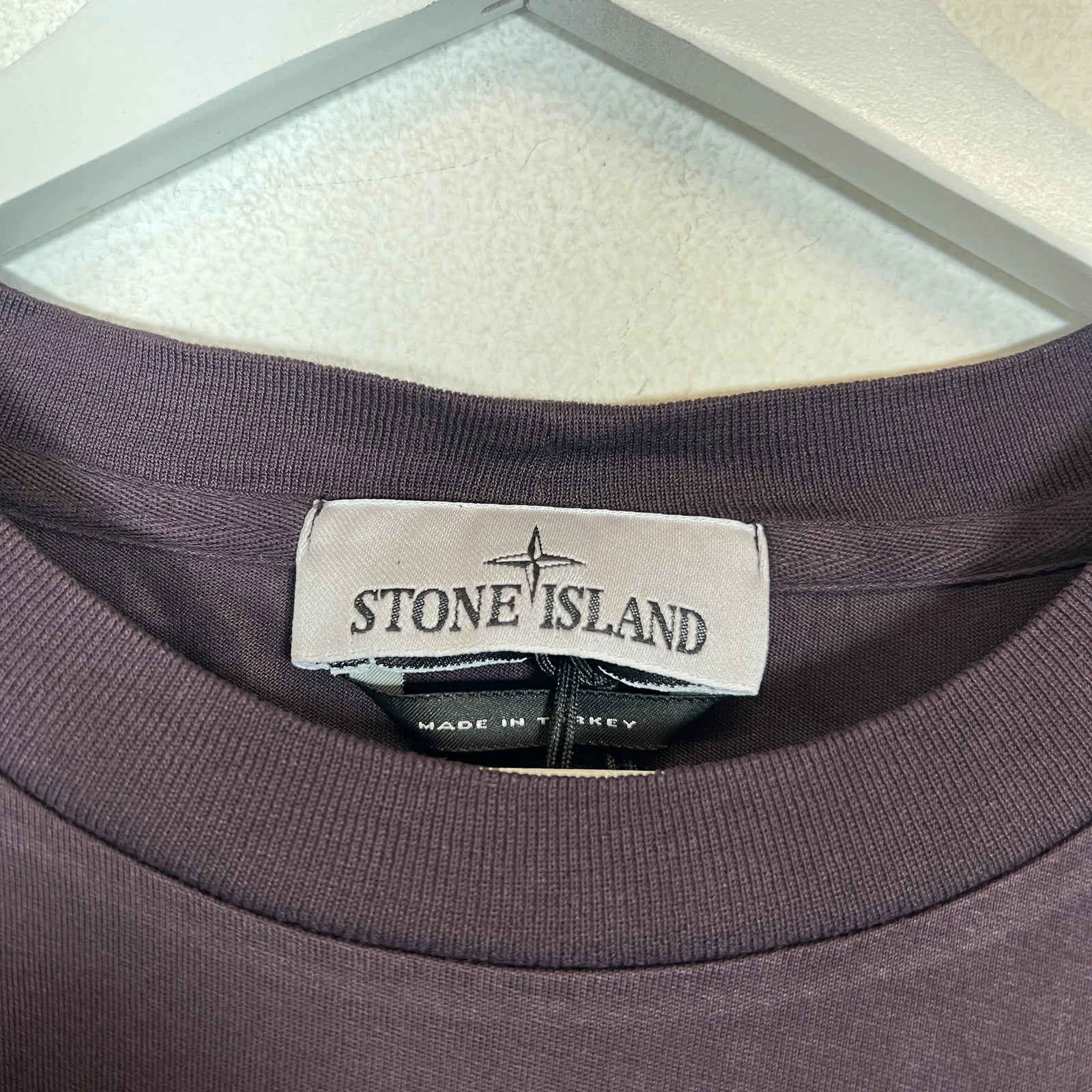 Stone Island Burgundy Compass Logo T-Shirt Size M
