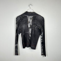 PLEATS PLEASE Issey Miyake Denim Trompe L'oeil Top Size 3
