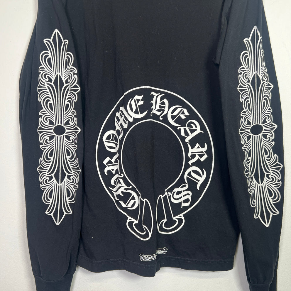 Chrome Hearts Black Floral Horseshoe Longsleeve