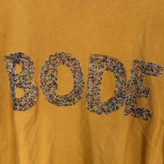 Bode Sequin Spell Out Logo Yellow T-Shirt Size XL