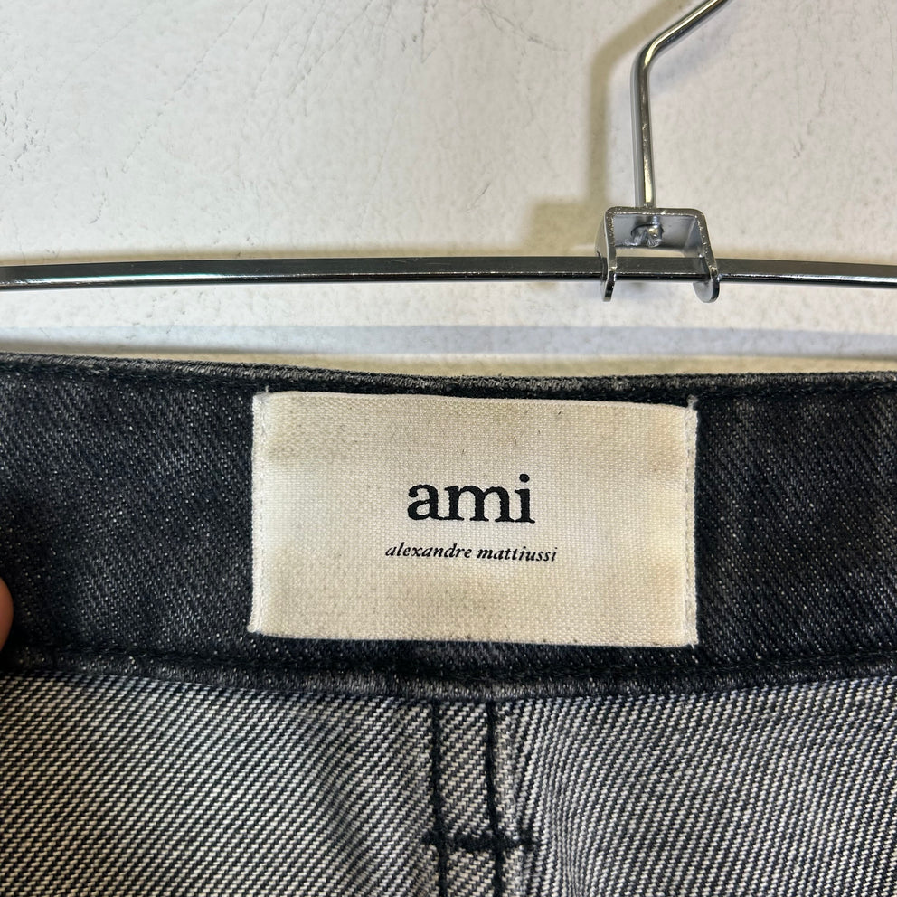 Ami Paris Black Washed Baggy Fit Jeans