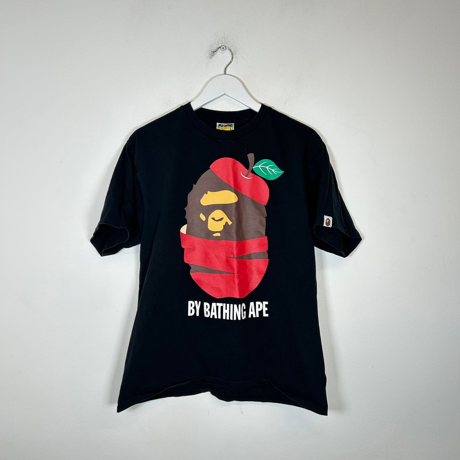 Bape Black Ape Head Apple Tee Size L