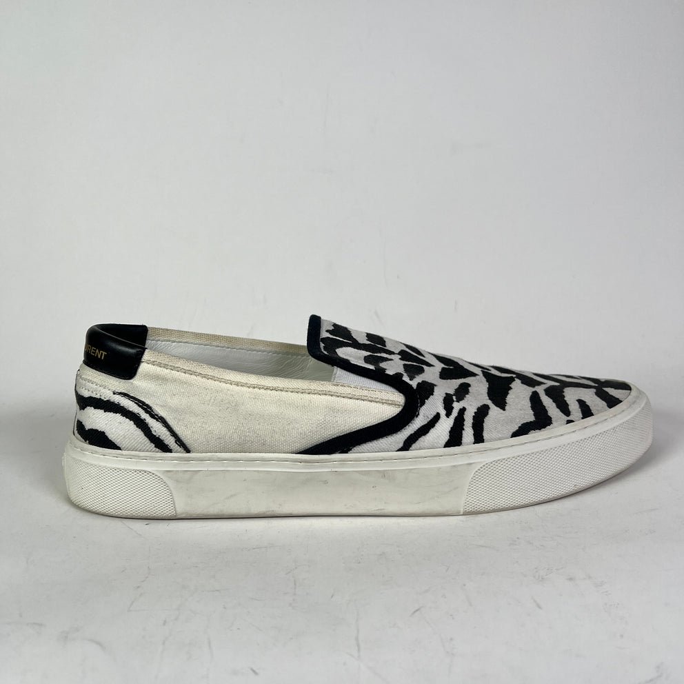 Saint Laurent Paris Zebra Venice Slip On Sneakers