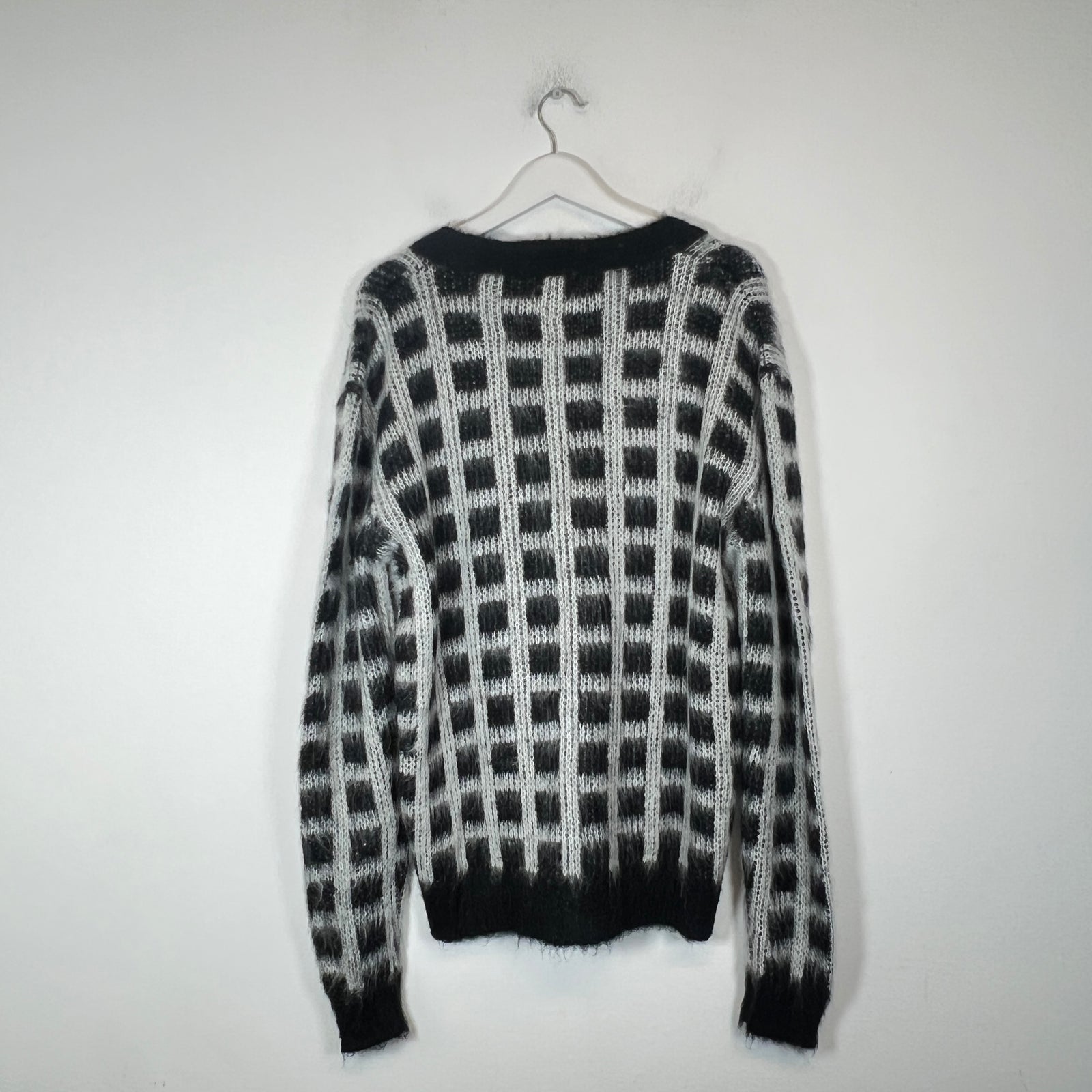 Marni Checkered Mohair Cardigan Sweater Size M