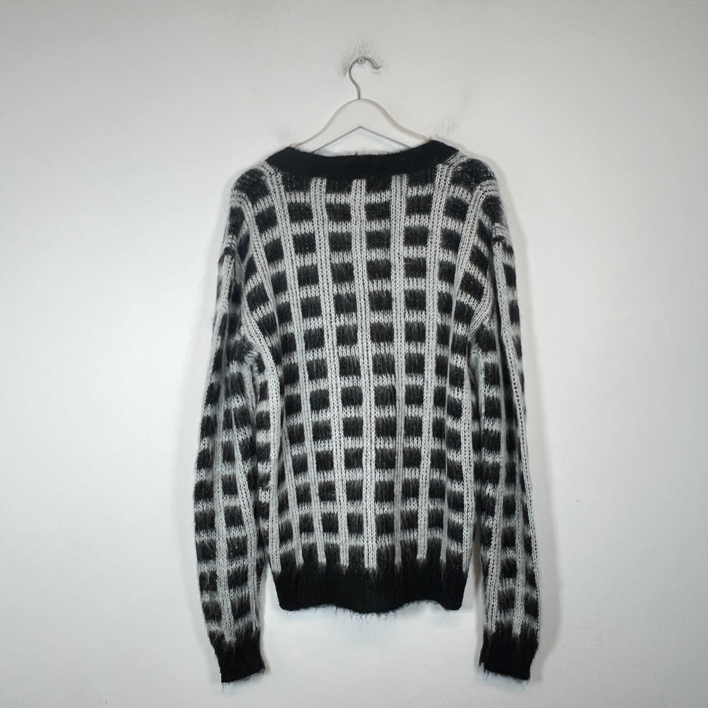 Marni Checkered Mohair Cardigan Sweater Size M
