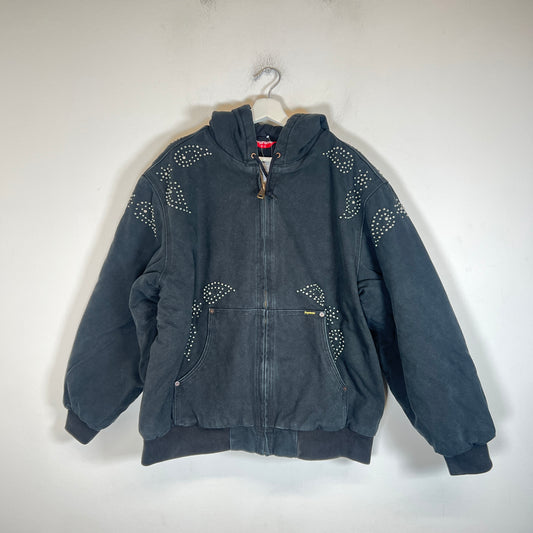 Supreme FW23 Black Paisley Studded Canvas Work Jacket Size L