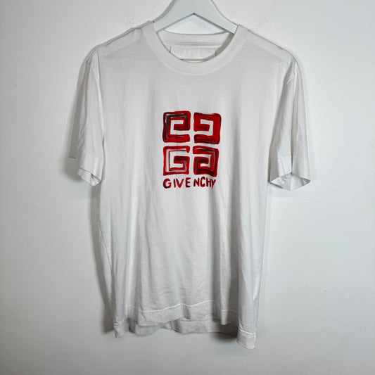 Givenchy White/Red 4G Logo Tee Size L