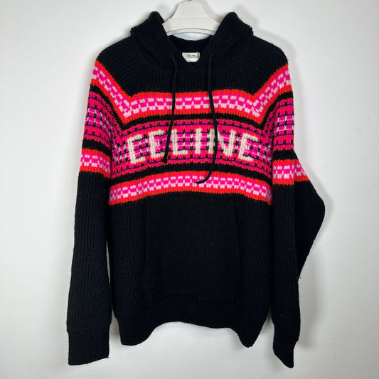 Celine Knit Pink/Black Logo Hoodie