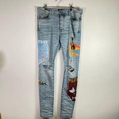 Amiri Playboy Magazine Denim Skinny Jeans