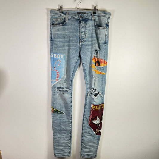 Amiri Playboy Magazine Denim Skinny Jeans