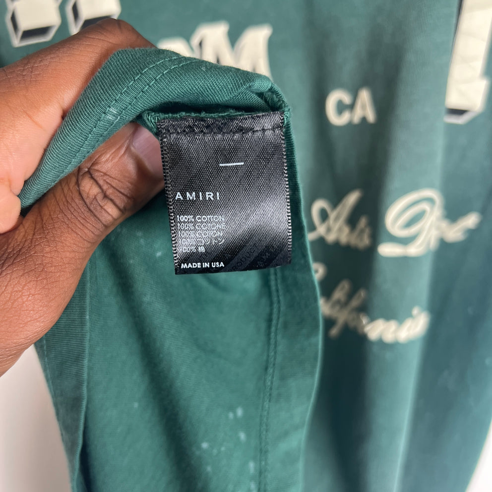 Amiri Green Vintage Collegiate Logo T-Shirt Size XL