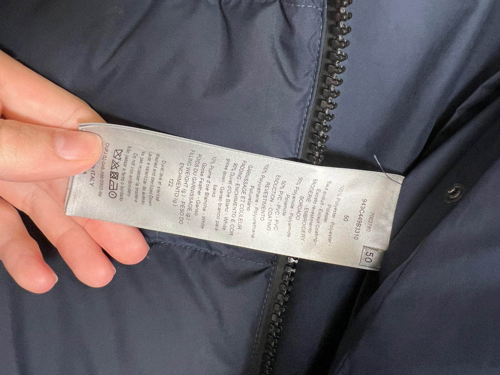 Dior Woven Down Jacket Navy Size 50it