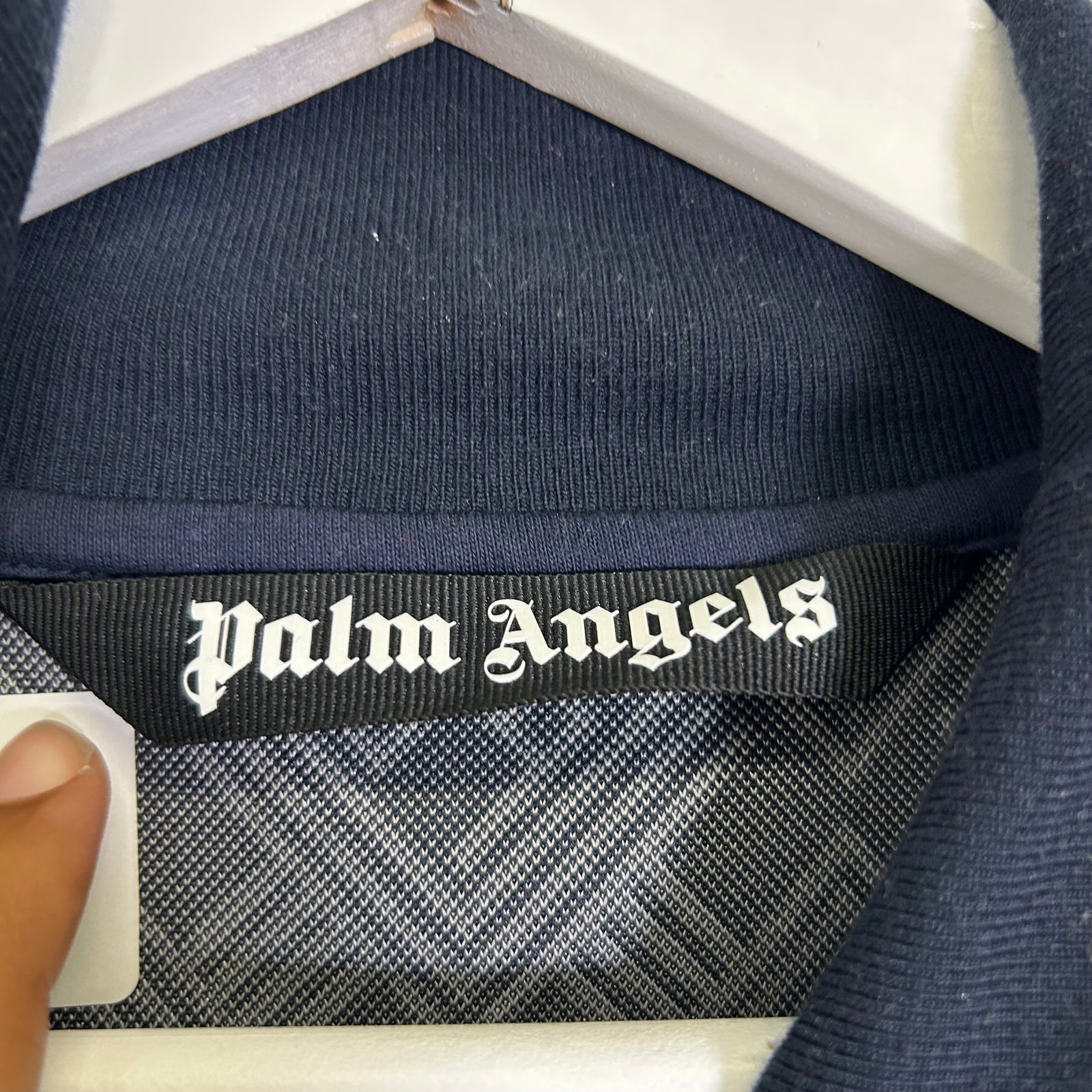 Palm Angels Navy Squared Art Deco Track Jacket Size M