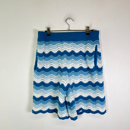 Casablanca Blue Wavy Gradient Crochet Shorts