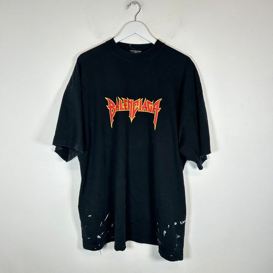 Balenciaga Black Metal Distressed T-Shirt Size 3