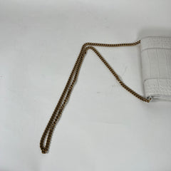 Balenciaga White XS Hourglass Croc Embossed Leather Bag