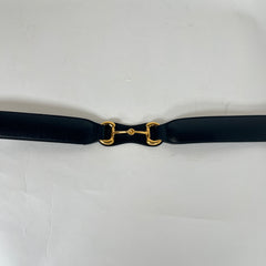 Gucci Black Leather Interlocking Horsebit Belt Size 85