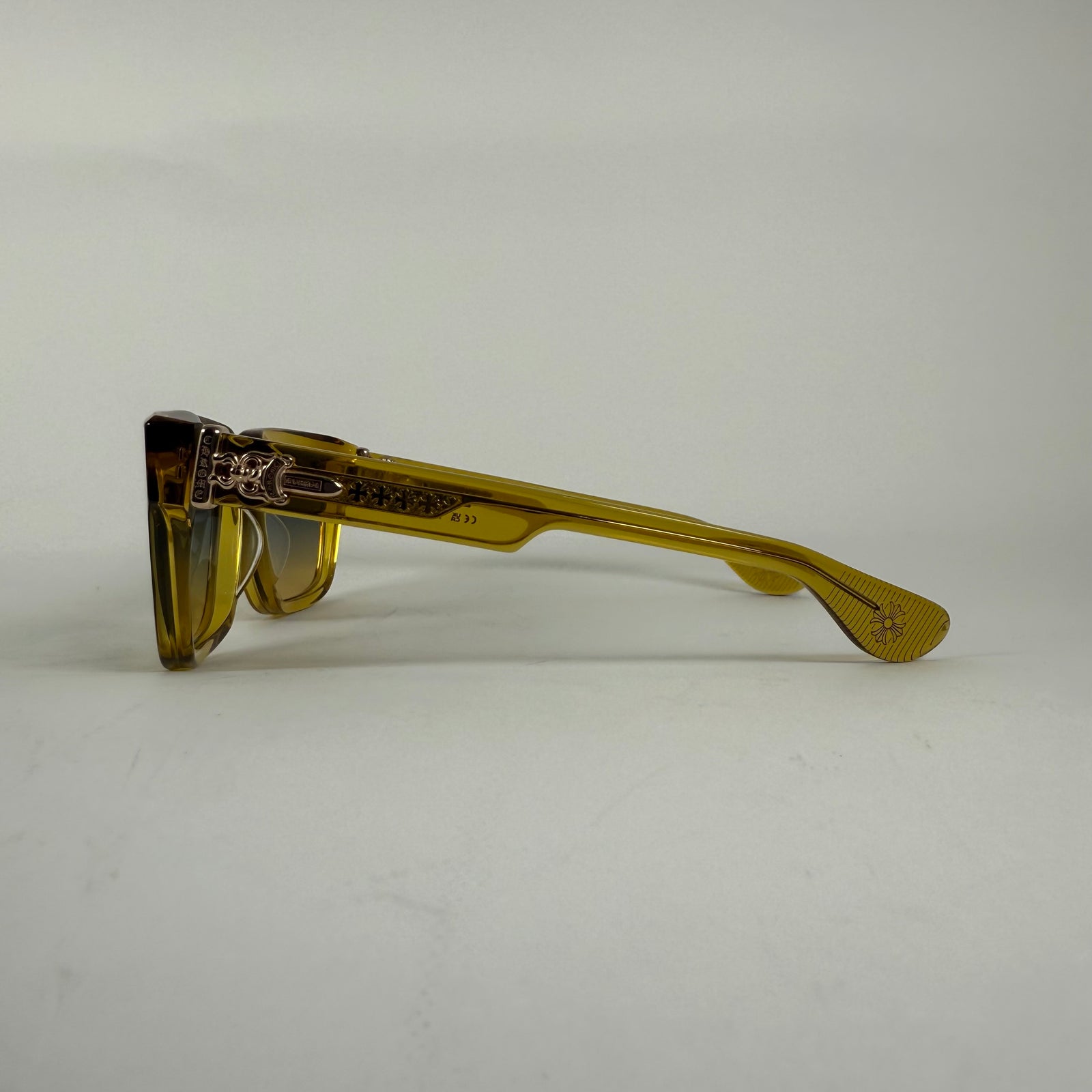 Chrome Hearts Yellow 18k Gold Box Officer Sunglasses