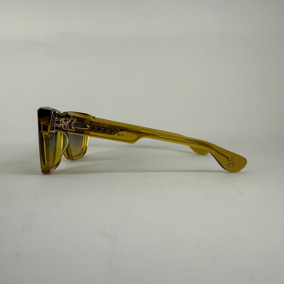 Chrome Hearts Yellow 18k Gold Box Officer Sunglasses