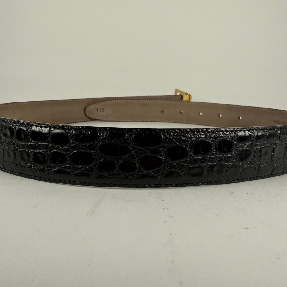 Valentino Embossed Croc Black Belt Size 30