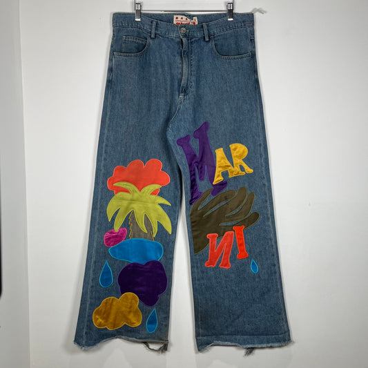 Marni x No Vacancy Logo Patchwork Jeans Size 33