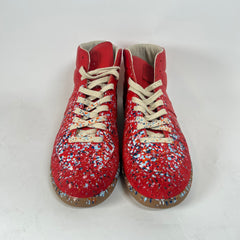 Maison Margiela Red Paint Splatter Mid-Top Sneaker Size 44