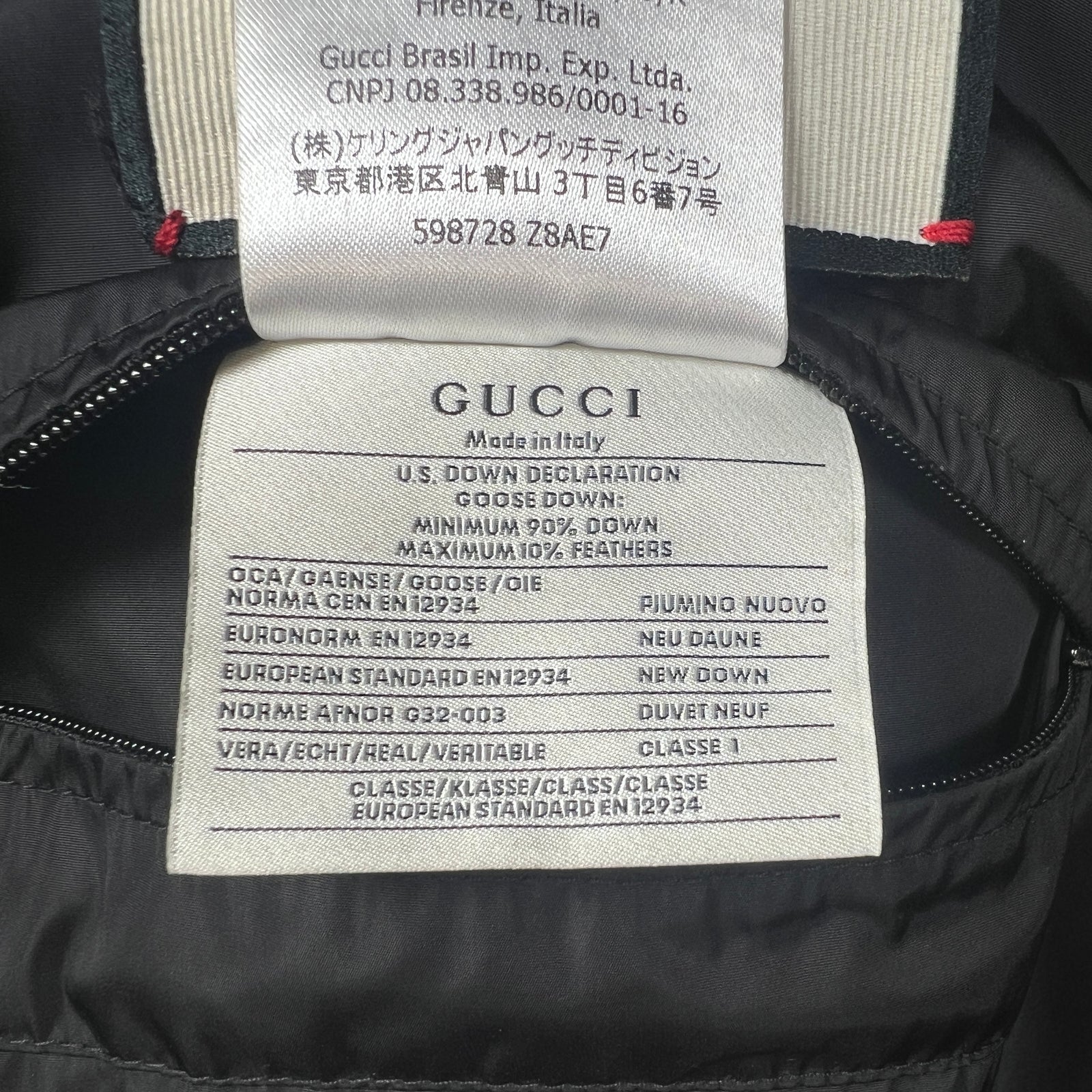 Gucci Orange/Navy GG Jacquard Nylon Puffer Size XL