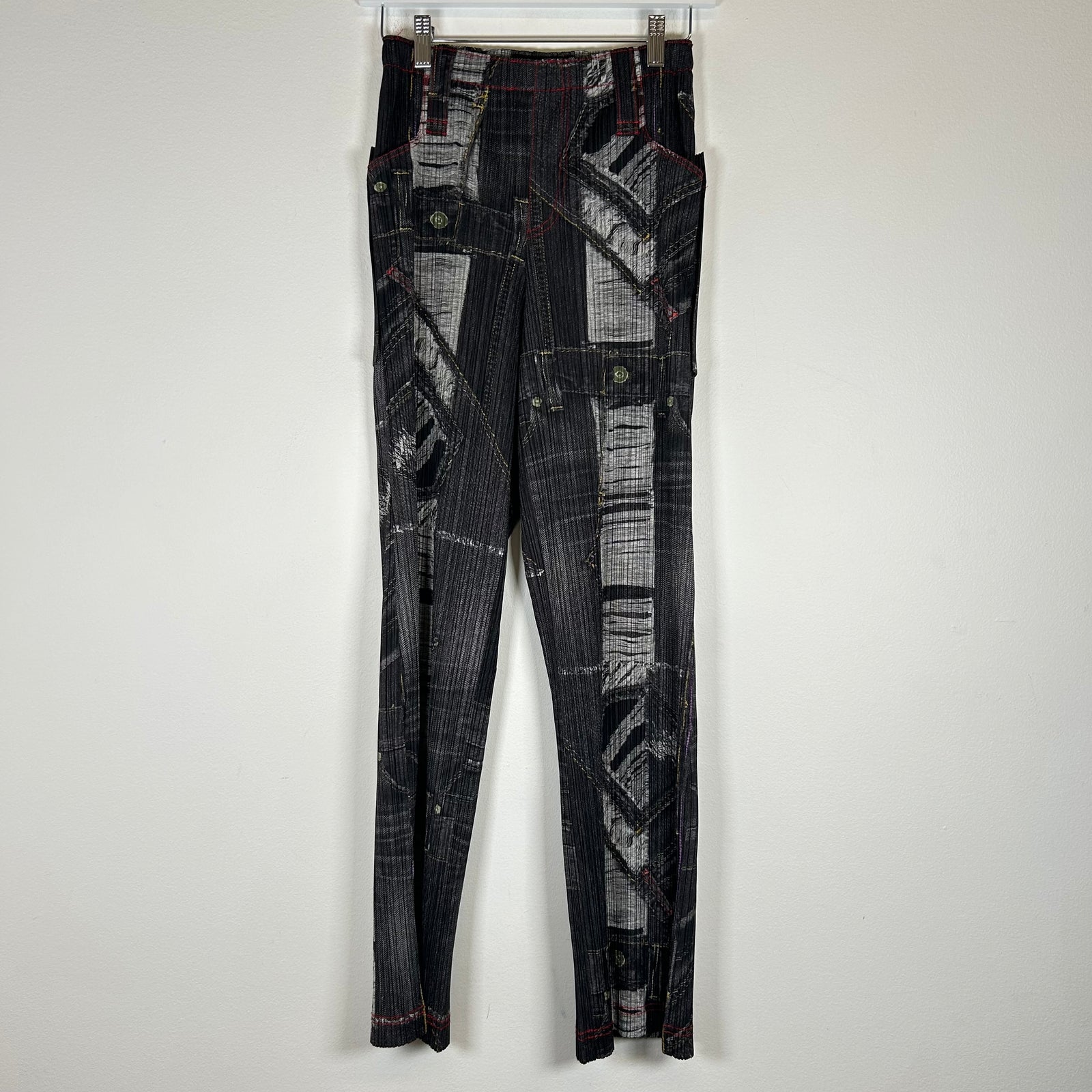 PLEATS PLEASE Issey Miyake Denim Trompe L'oeil Pants Size 4