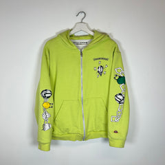 Chrome Hearts Matty Boy Neon Yellow Link Zip Up Hoodie Size L