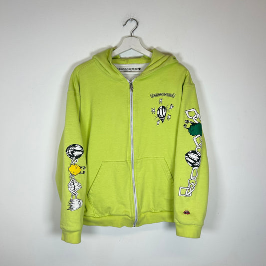 Chrome Hearts Matty Boy Neon Yellow Link Zip Up Hoodie Size L