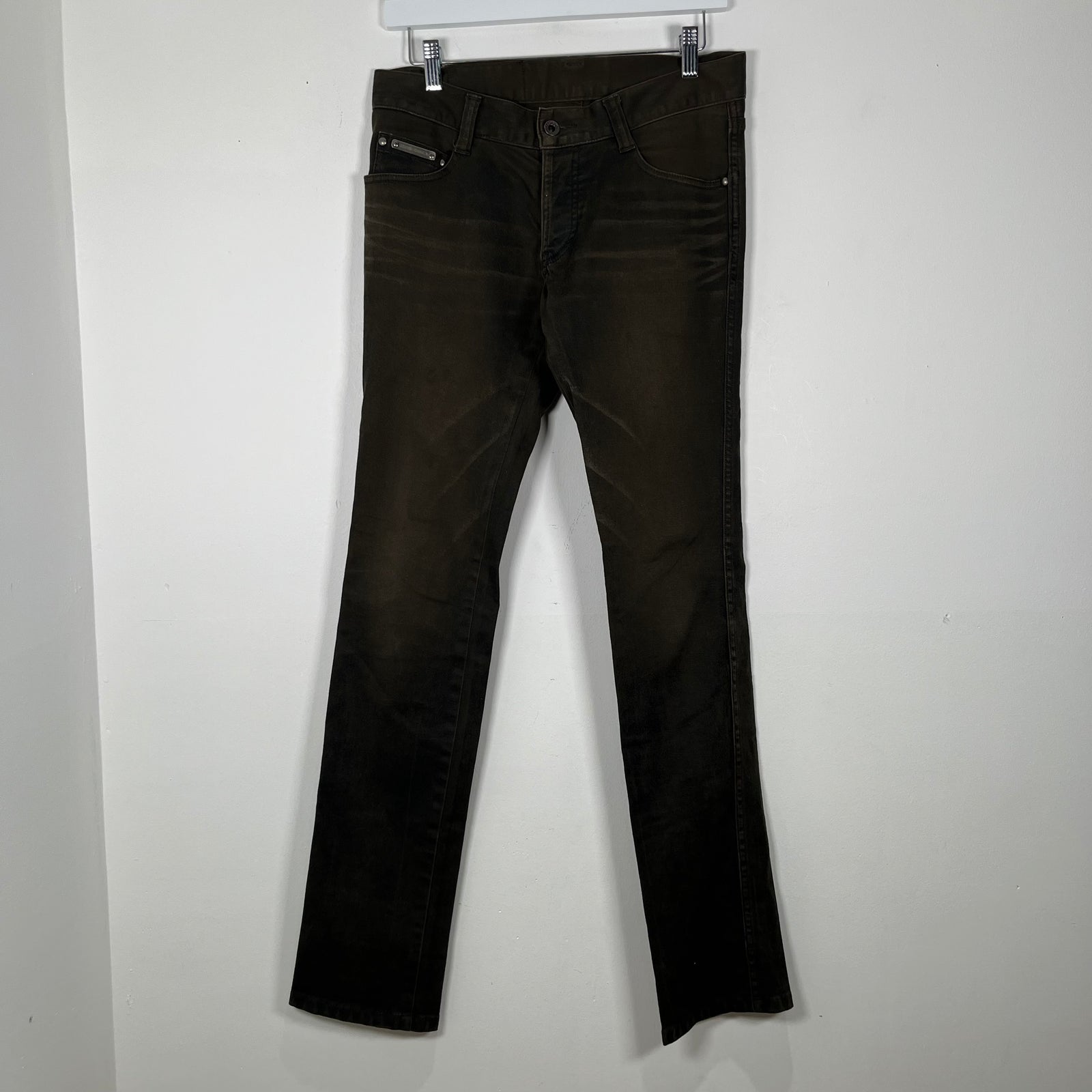 5351 Homme Green Waxed Slim Jeans Size 1