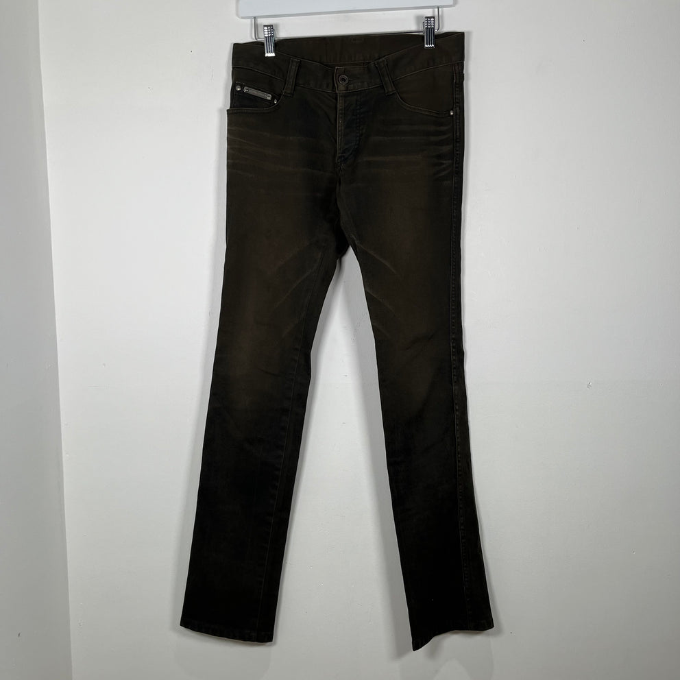 5351 Homme Green Waxed Slim Jeans Size 1