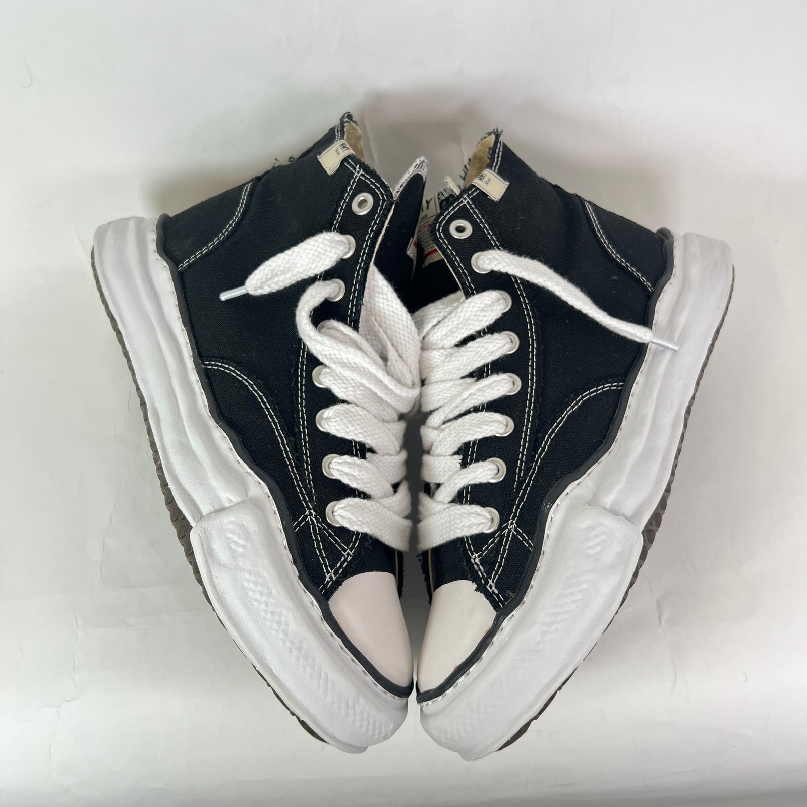 Maison Mihara Yasuhiro Black/White Peterson OG Sole Canvas High-Top Sneaker Size 45