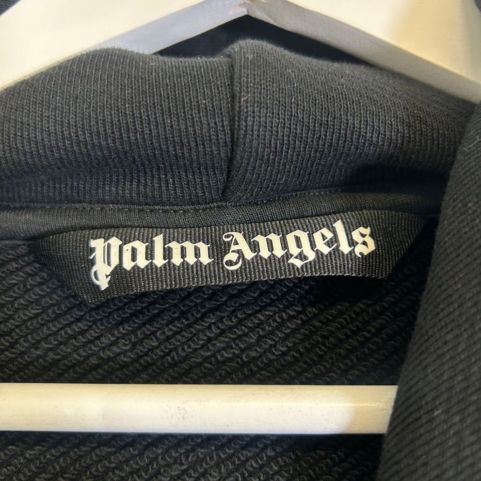 Palm Angels Black Curved Logo Hoodie Size S