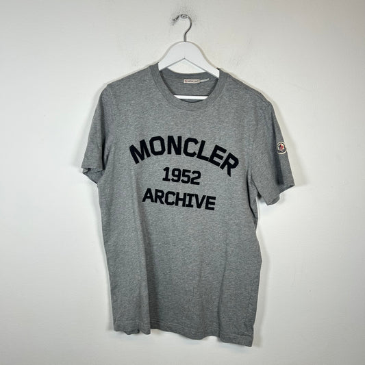Moncler Grey Flocked Archive Logo Size M