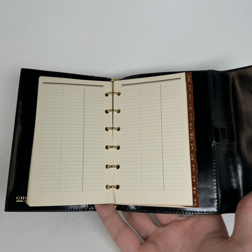 Gucci Black Leather Agenda Planner Wallet