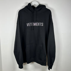 Vetements Rhinestone Crystal Logo Oversized Hoodie Size S