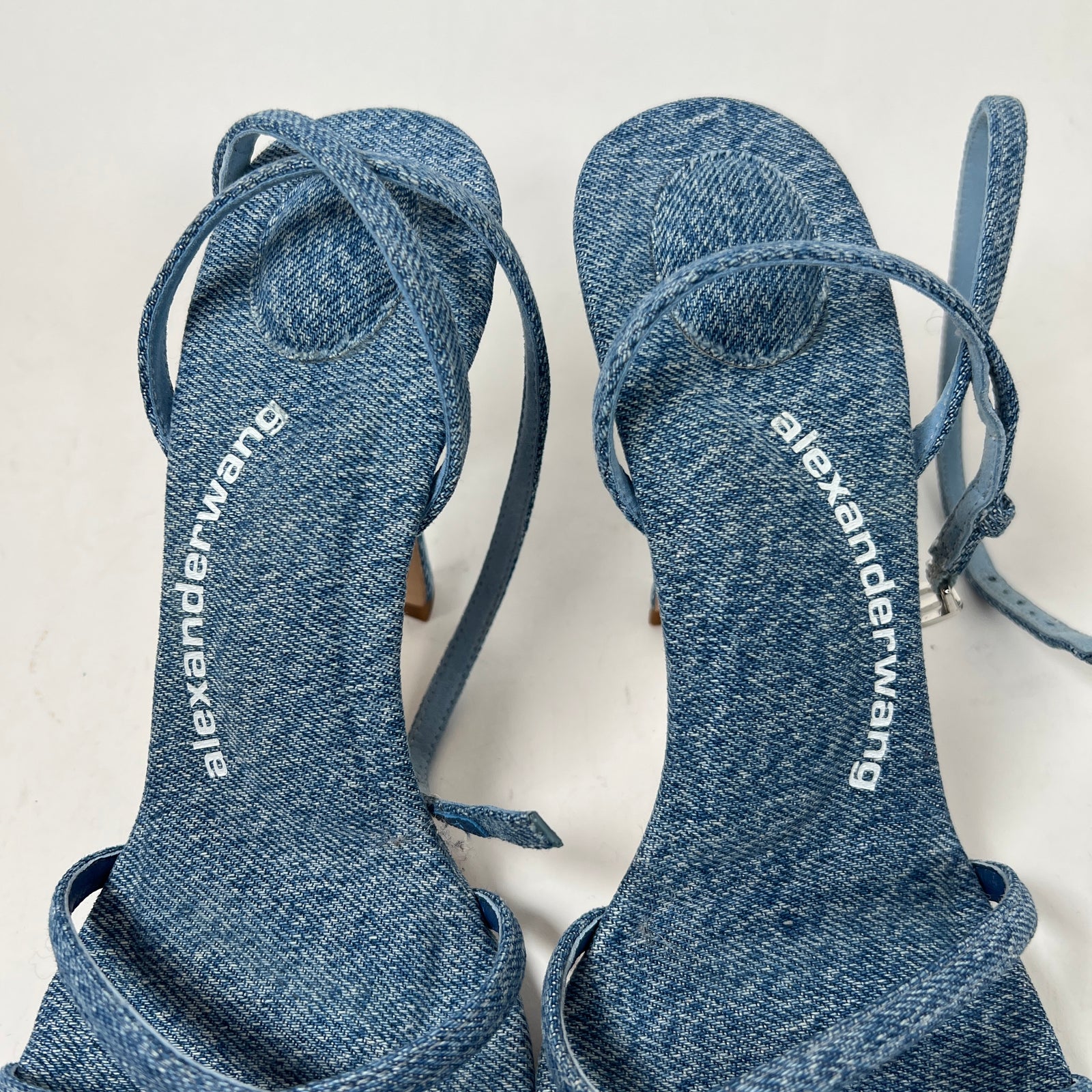 Alexander Wang Washed Denim Dahlia 105 Sandals Size 37.5