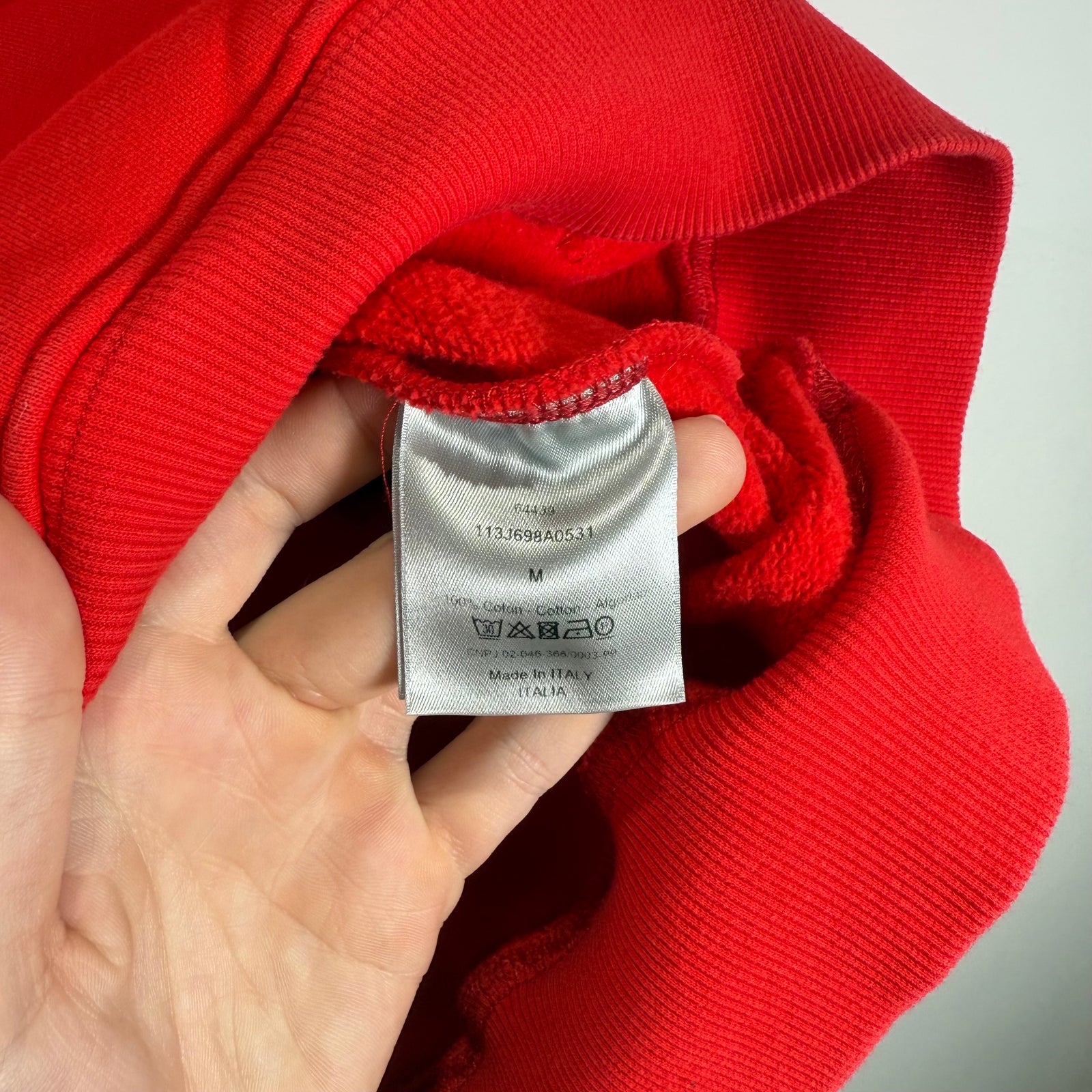 Dior Red 'CD' Logo Red Hoodie Size M