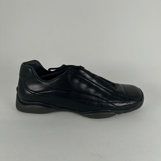 Prada Sport Black Leather Square Toe Trainers Size 9.5