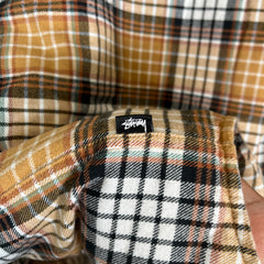 Stussy Copper Quilted Lined Plaid Shirt Size XL