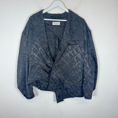 Balenciaga Black AOP Asymmetrical Suit Jacket Size 2