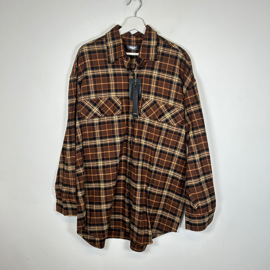 Amiri Brown Plaid Check Flannel Shirt Size M